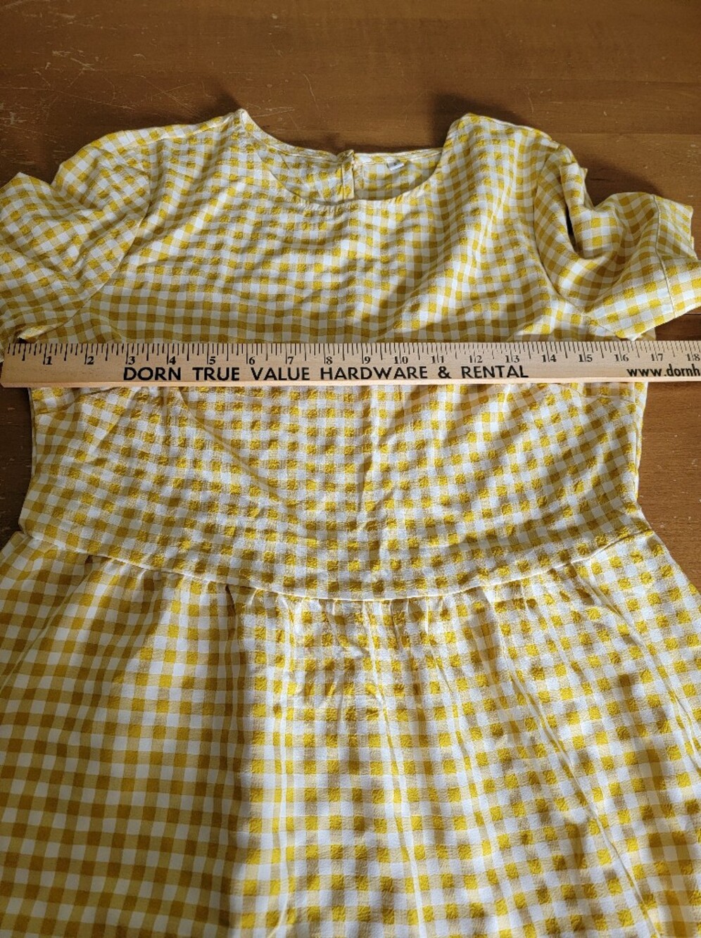 *SALE 2/$20* Womens Yellow Gingham Tiered Mini Dress 100% Cotton Size S - Picture 10 of 14